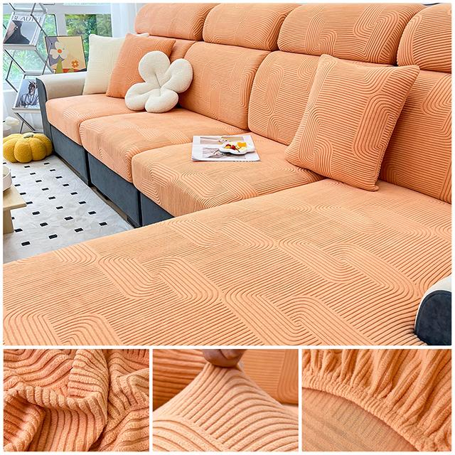 Elastic Sofa Cover Jacquard Polar Fleece Sofa Seat Cushion Cover For Living Room Pet Kids L Shape Corner Armchair Sofa Slipcover