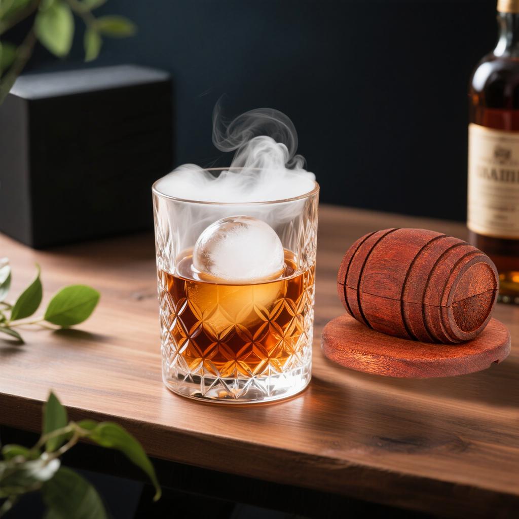 Cocktail Smoker Kit with Torch Spoon Ice Molds Cubes, Old Fashioned Drink Kit with Bourbon Whiskey Smoker Gifts for Men
