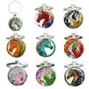 Retro Zodiac Horse Pattern Zinc Alloy Circular Keychain Car Backpack Hangings Decoration