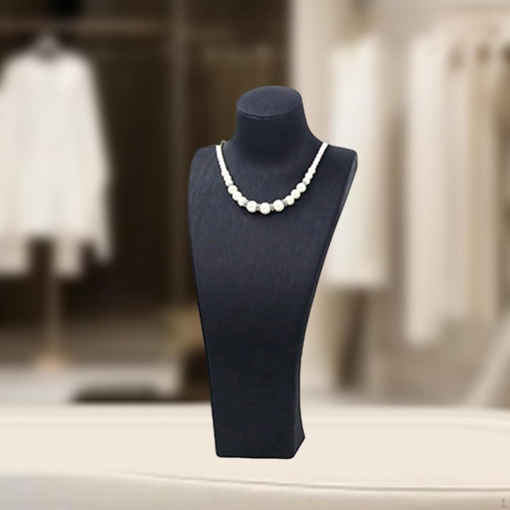 Necklace Bust Display Stand Jewelry Holder Photo Prop, PU Leather Selling Storage Rack Shop