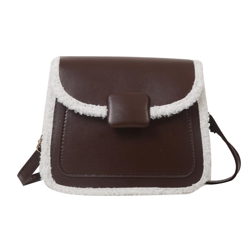 A New Winter Multi Purpose Korean Style Ins Patchwork Texture Single Shoulder Crossbody Bag with A Feminine Touch and A Small Square Bag