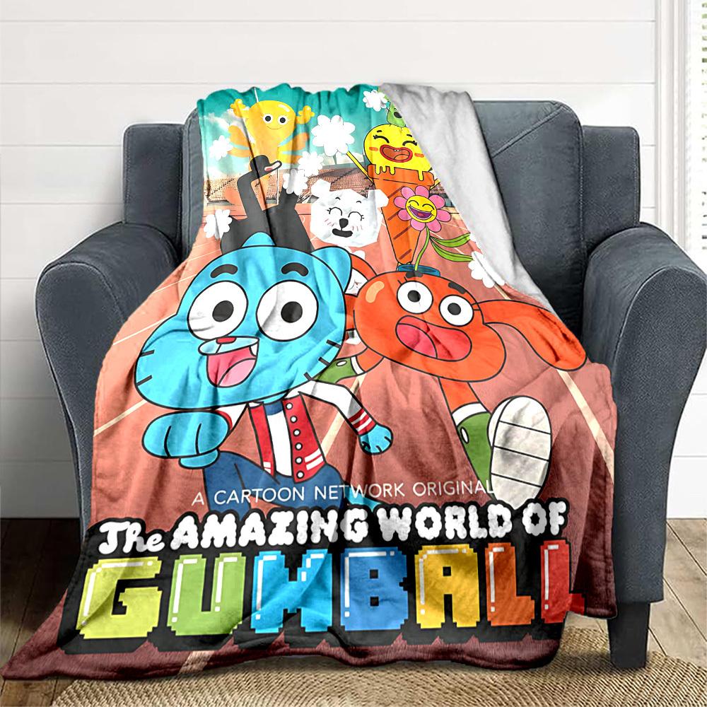 1pc The Amazing World of Gumball Cozy Print Blanket Lightweight Warm Flannel Throw Blanket For Sofa, Bed, Living Room