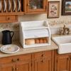 Miniature Cabinet with Breads, Tiny Rolling Shutter Cabinet, Realistic Mini Breads, Pretend Play Toys Furniture for 1/12 Scale Doll Mansion