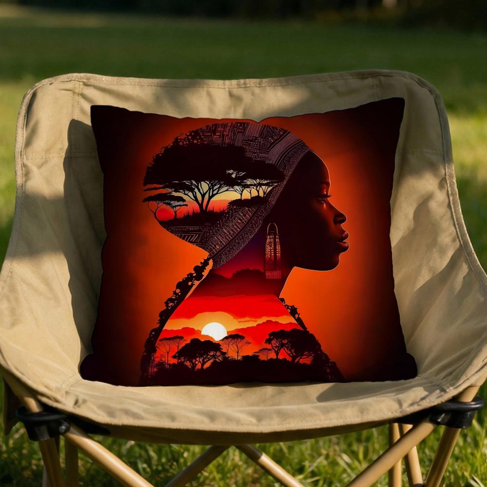 African American Woman Cushion Cover Soft Reversible  Durable Pillow Cover  MultiScene Use for Home  Car Daily Comfort