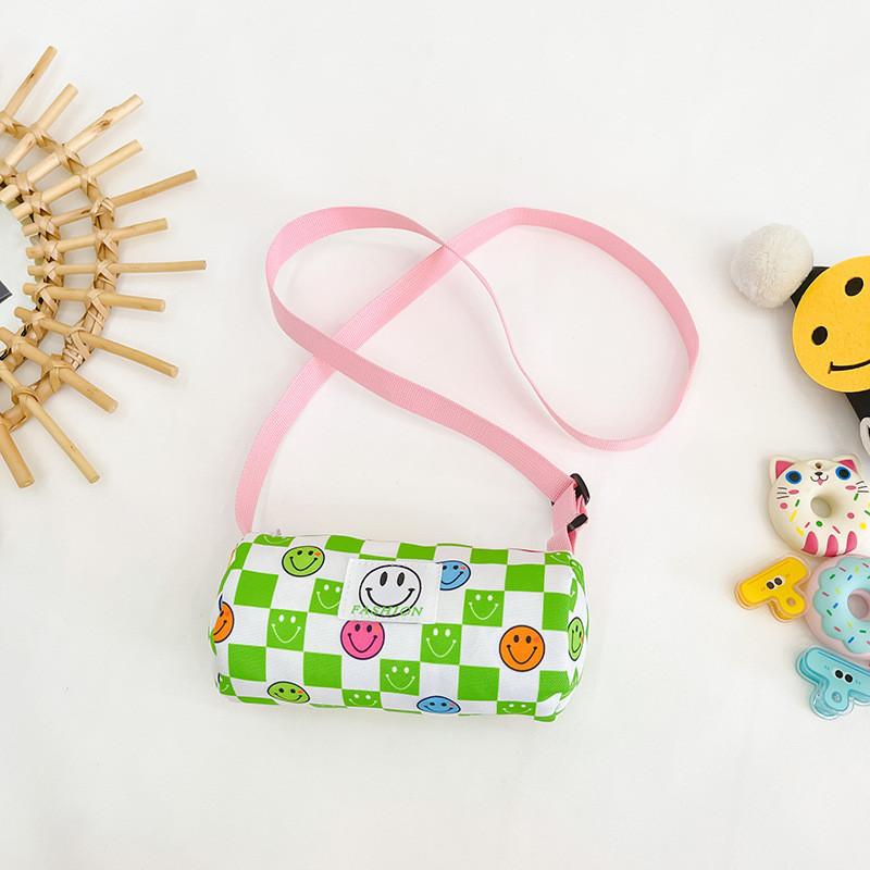 Stylish And Trendy Korean Children's Canvas Crossbody Bag With Fun Smile Face