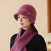 Rabbit Hair Knitted Hat Women Middle-Aged And Elderly Winter Warm Wool Basin Hat Big Head Circumference Shows Temperament Versatile Mother Hat