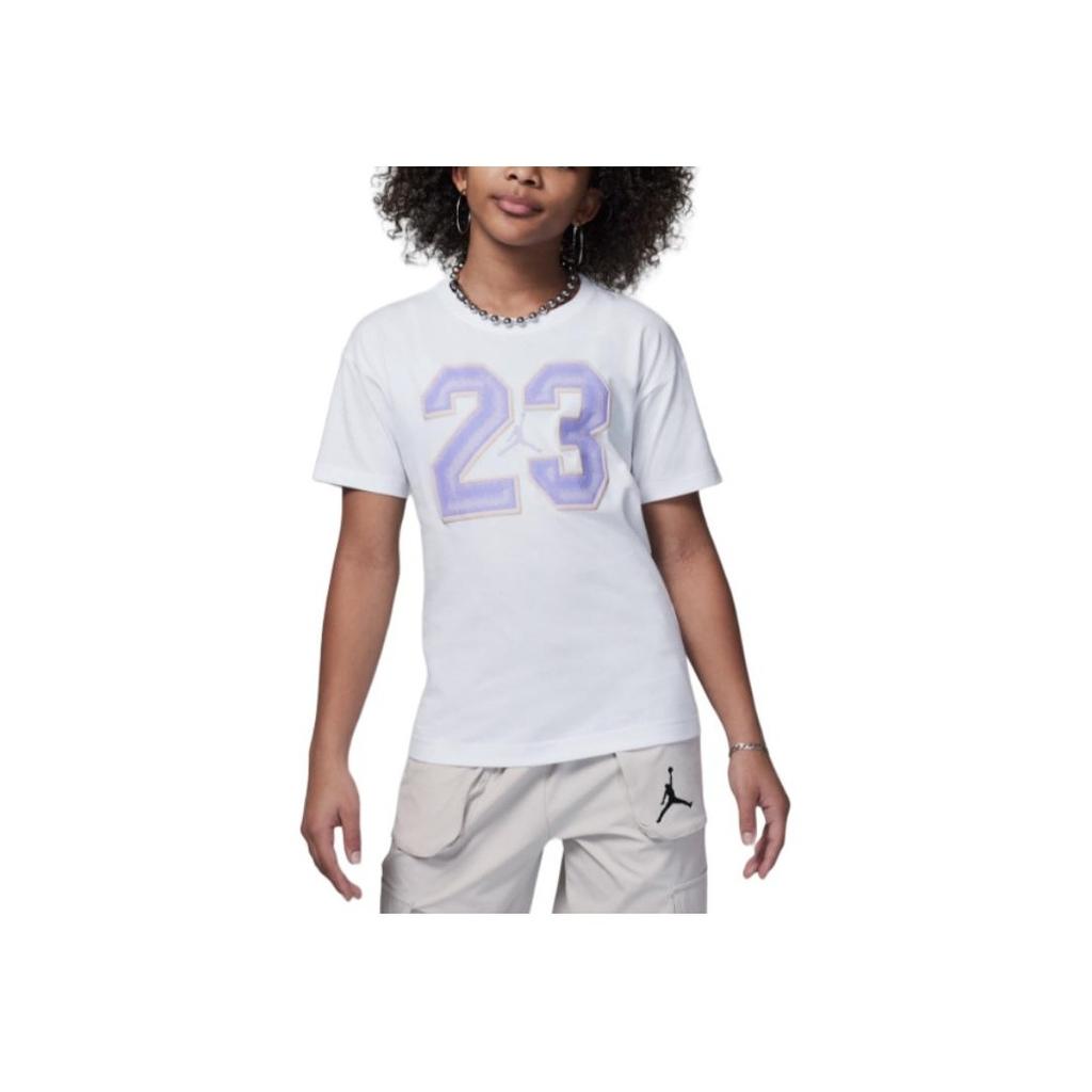 Jordan Flight Series Comfortable Printed Round Neck Short Sleeve T-Shirt Kids Tops White HF2053-100