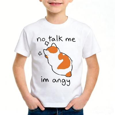 Angry Cat Graphic Kids Tshirts Summer Short Sleeve Tees Cartoon Boys Girls Clothes Kawaii Kitten Tops Y2K Tshirt