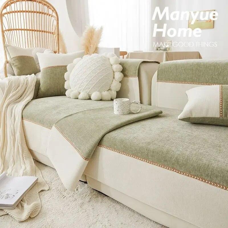 Chenille Fabric Sofa Cushion Soft Seat Linen Anti-Slip Sofa Back Cover Embroidery Sofa Cushion Universa LLiving Room  Home Decor