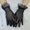 Sexy Lace Rhinestone Gloves Halloween Black Mesh Elegant Short Women Gloves Shiny Diamond Mittens Costume For Bridal