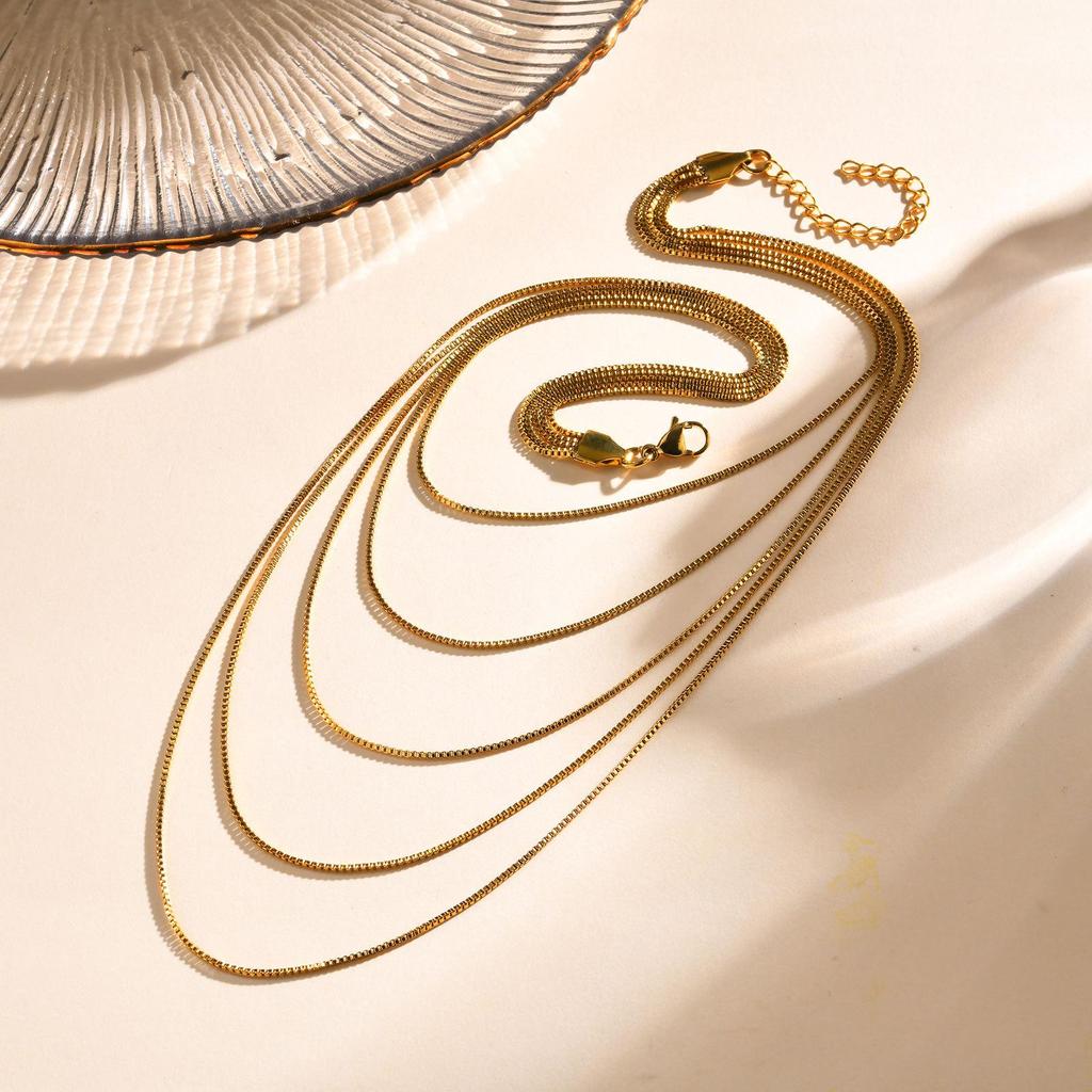 Women's European & American Multi-layer Stainless Steel Gold Necklace - Quanxi Shui NC-1865