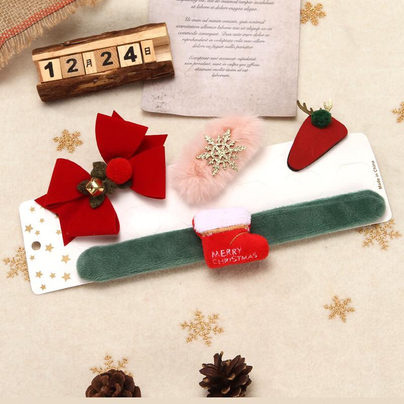 Christmas Slap Bracelet & Hairpin Decoration Set