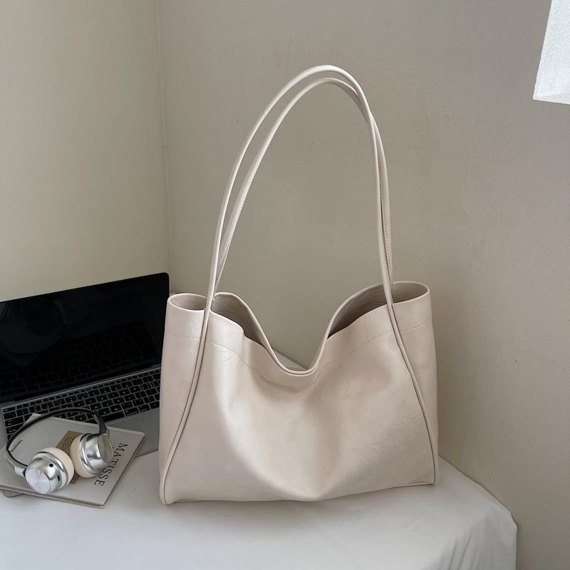 Portable Tote Bag Women's Retro Bag Commuter Shoulder Bag Soft Leather Underarm Bag