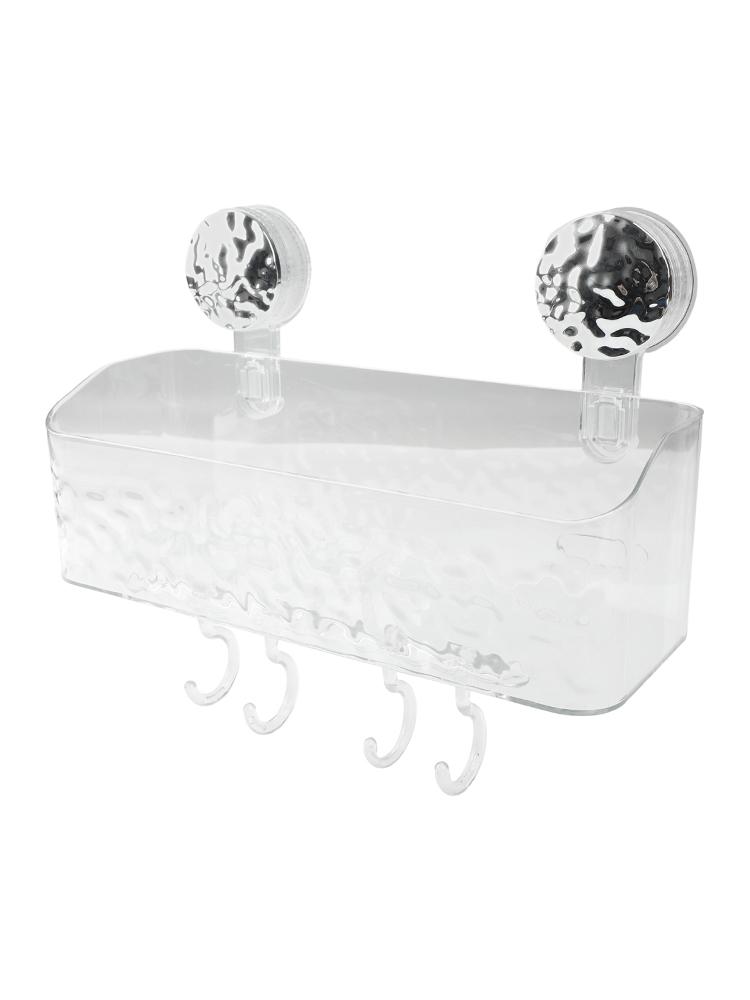 Space-Saving Rack Shower Storage Basket Thickened PET Material Compatible With Smooth Surfaces Large Capacity Suction Shelf