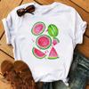 Maycaur Nové Kawaii Dámské Topy s Potiskem Ovoce Jahody Ležérní Dámské Krátkorukávové Streetwear Černé Trička Oversized s Kulatým Výstřihem