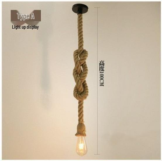 American Retro Hemp Rope Pendant Lamp for Restaurants, Hotels, Shops, and Bars