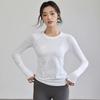 Women's Seamless Long-Sleeve Sports Top for Running & Yoga - Quick-Dry Elastic Knit Crew Neck
