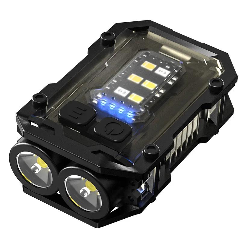 Mini Portable Keychain Light Pocket Flashlight Type-C USB Rechargeable Torch Magnet Built-in Battery Camping Lamp