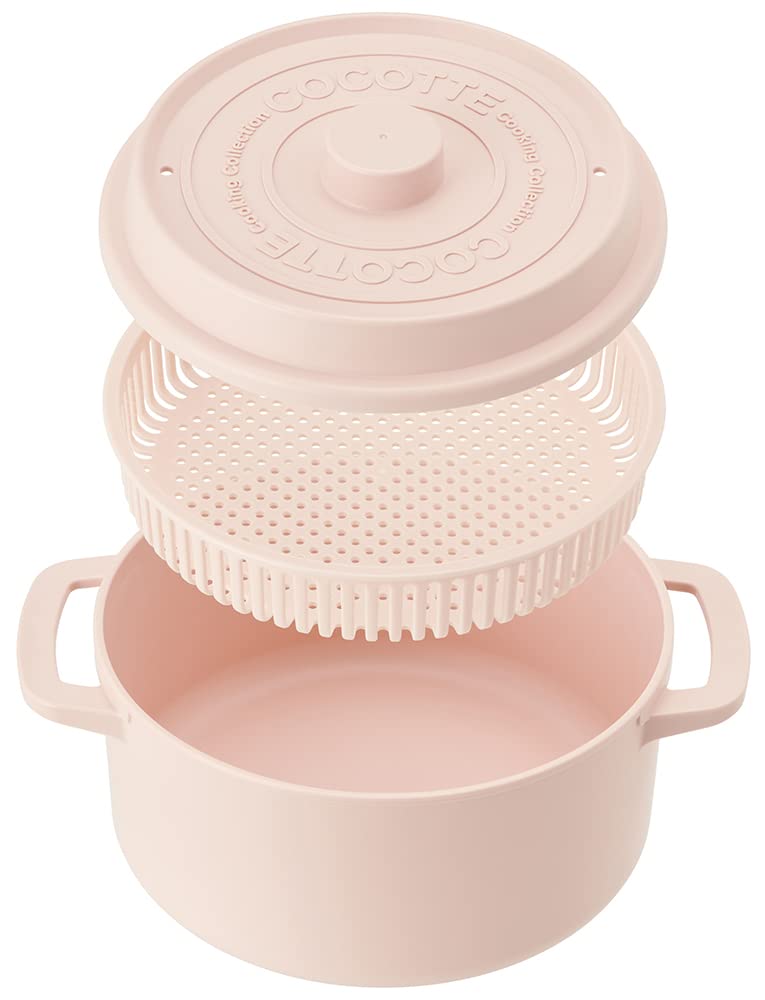 Skater Microwave Pot with Dishwasher Powder Cherry Made In Japan Cocotte-Style Strainer, Safe, 1600ml, 18cm, Color, Blossom,