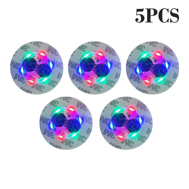100 Adet LED Sofra Takımı Mat Bardak Işıklı Etiket Renkli Yanıp Sönen Şişe Etiketi Işık Yayan Bardak Altlığı Tezgah Bar Işığı