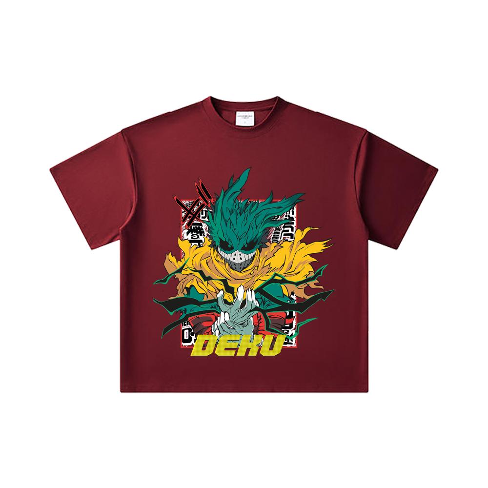 260 GSM Double Yarn 32 Count 100% Cotton My Hero Academia V23 Deku Print Unisex Heavy Cotton T Shirt