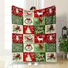 Festive Holiday-themed Squares with Reindeer, Sleighs, Wreaths, and Cardinals. for All Seasons Blanket Lunch Break Throw Gift