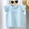 Toddler Flying Sleeve Top Summer Cotton Bow T-Shirts Casual Crewneck Vest Tops Basic Blouse Girls Clothes