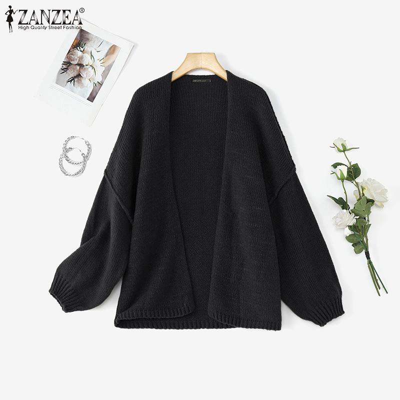 

ZANZEA Winter Autumn Women Long Sleeve Open Front Casual Loose Knitted Sweaters Cardigan XL чёрный