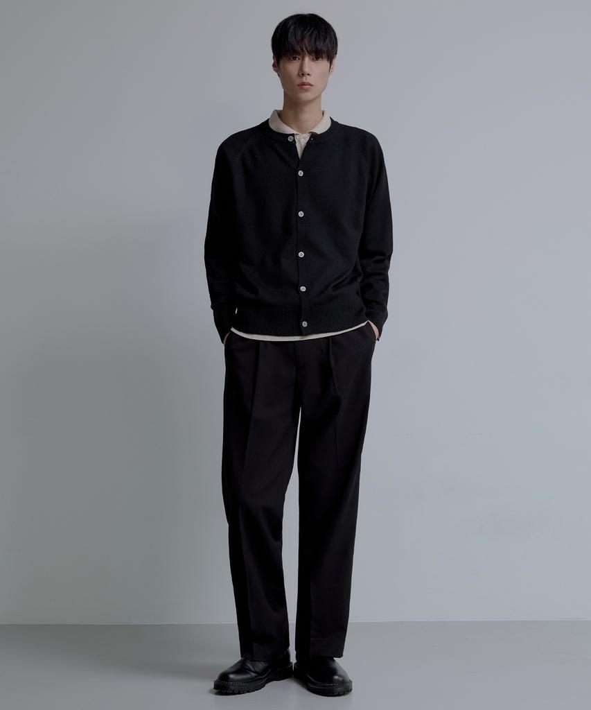 Nodu Raglan Herasi Round Cardigan [Black]