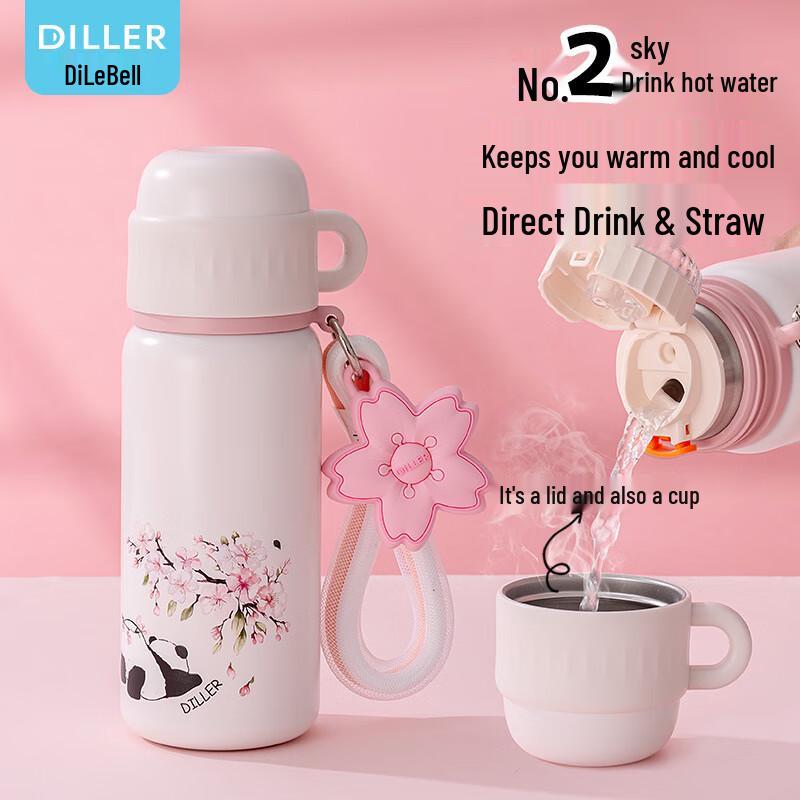 Dilebell Sakura Panda 500ml Insulated Water Bottle