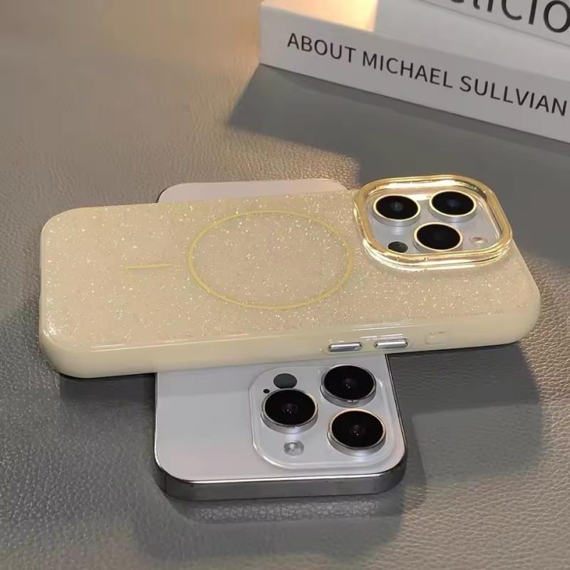 Luxury Glitter Bling For Magsafe Magnetic Case For iPhone 16 13 15 14 11 12 Pro Max Wireless Charge Silicone Shockproof Cover
