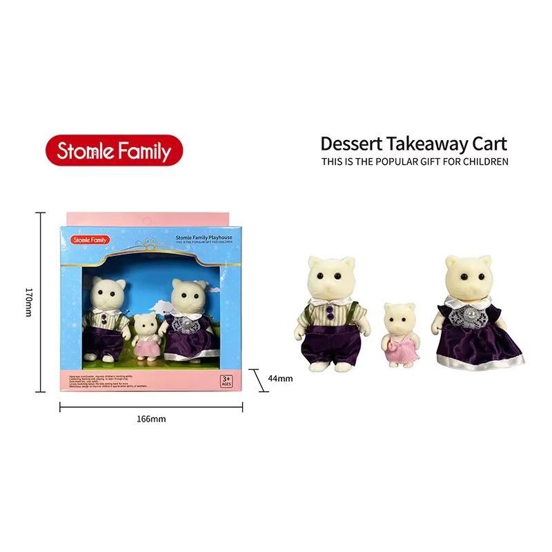 New Forest Animal Outdoor Station Wagon School Bus Set DIY Simulation Furniture Girl Play House Toys Kid Birthday Gift