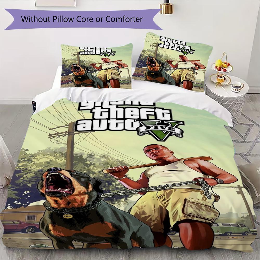 Grand Theft Auto Pattern Bedding Uilt Set Uilt Cover Pillowcase Home Decoration Birthday Gift (1 * Duvet Cover + 2 * Pillowcase Without Core)