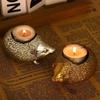 Resin Hedgehog Candle Holder Animal Statue Candlestick Decor Ornament for Home Office Wedding Party Desktop Decoration Art Craft