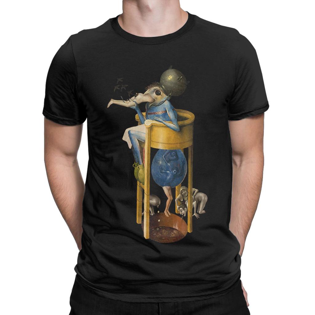 Men's Hieronymus-Bosch The Garden of Earthly Delights Devil T Shirts 100% Cotton Clothes Hipster Short Sleeve Tee Shirt T-Shirt