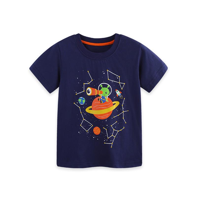 Boys Luminous Cartoon Print Short-Sleeve Tee - European/American Style, Summer New Arrival 110cm (4Y)