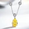 S925 Silver High-End Necklace Women's Yellow Zircon Diamond Water Drop O-Shaped Link Bubble Chain All-Match