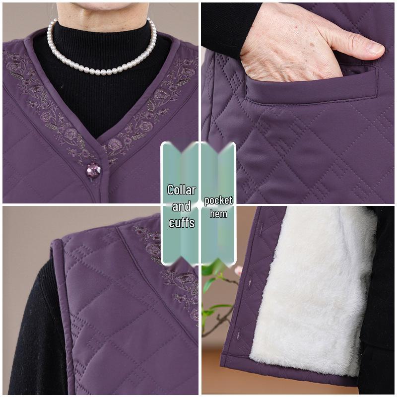 Damen Übergröße Fleecegefütterte Ärmellose Jacke - Warme Baumwollweste für Senioren für Herbst/Winter