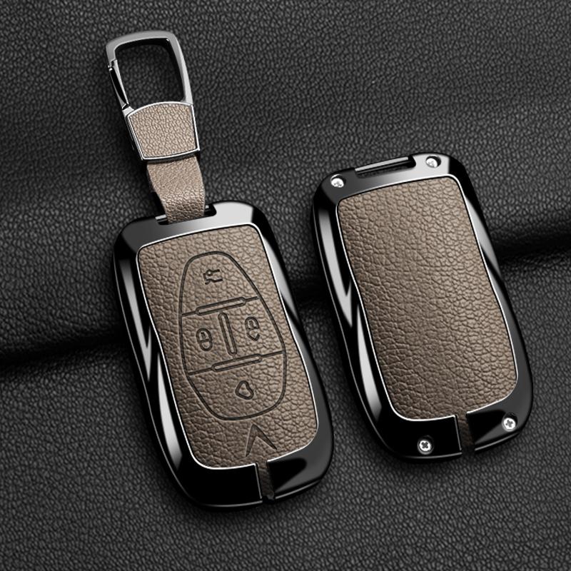 Zinc Alloy Leather Car Key Cover Shell Fob For Vinfast Vf3 5 6 7 8 9 31Ev 32Ev 33Ev Lux A2.0 Sa2.0 V8 Auto Protector Accessories