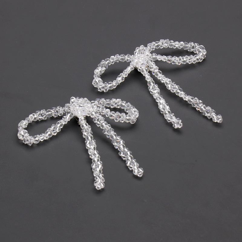 Crystal Tassel Ear Cuff Earrings - Handmade Beaded Wedding Accessories, Perfect for Brides.