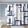 1Pc Blue Geometric Image Shower Curtain Abstract Art - With Hooks Waterproof Mildew Proof Easy Install Washable