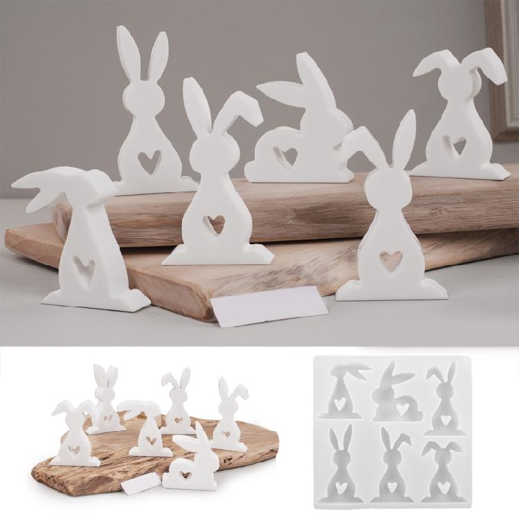 Silicone Ornament Molds Easter Rabbit Designs Easy Releasing Mold Silicone Texture Home Decors Mold for Craft Projects