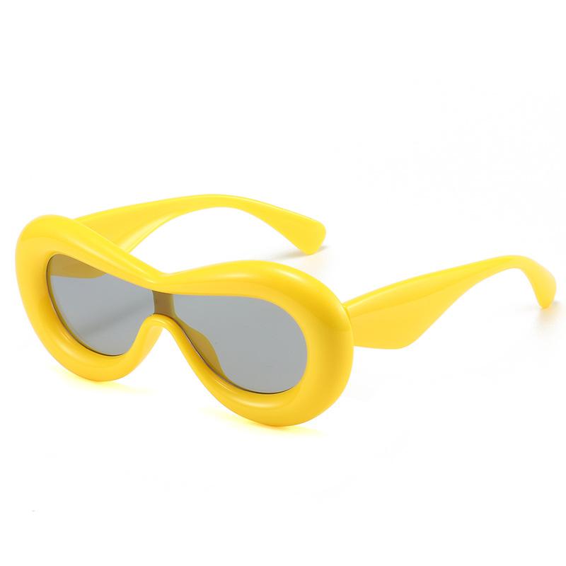 Y2K Sunglasses, Warm-Colored Wrapped Glasses, Integrated Large-Frame Sunglasses For Women