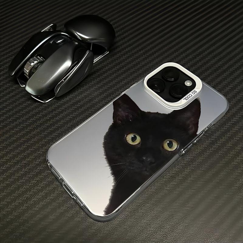 Simple Black Cat Phone Case For IPhone 17e Air 16 16e 17 15 Pro Max 14 Plus 13 12 11 Anti-Fall Protective Luxury Trendy Cover
