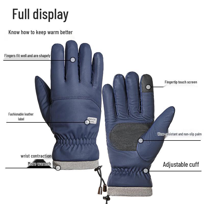 Muerxi Men's Winter Outdoor Fleece-lined Touchscreen Gloves