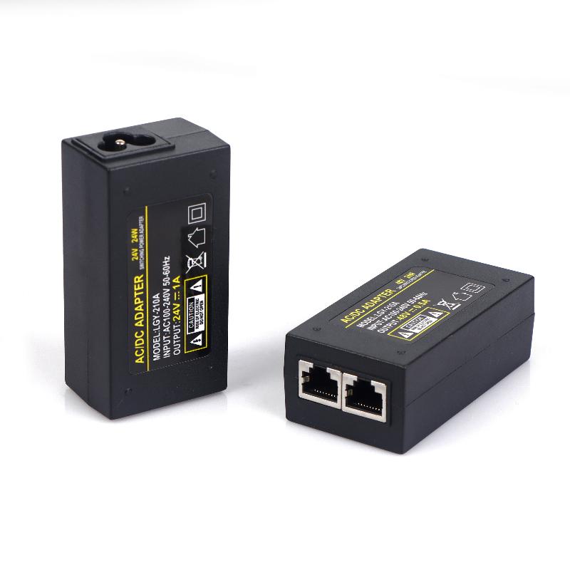 1Pcs Desktop Poe Power Injector Ethernet Adapter Surveillance Cctv For Ip Camera Power Supply 24V 1A 48V 0.5A 24W
