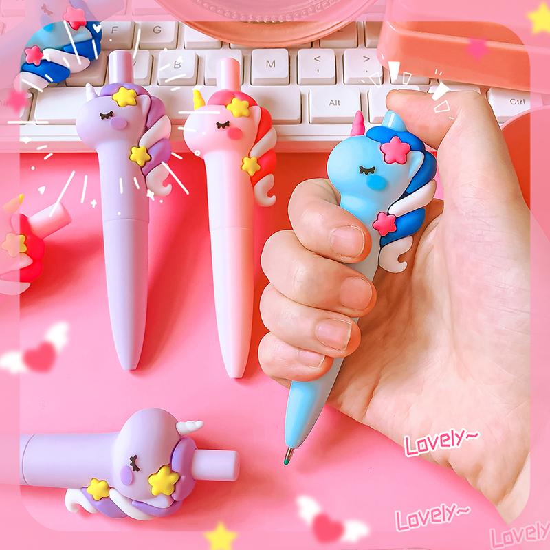 Kawaii stationery Aesthetic stationery items Office accessories cute Unicorns ballpoint pens Portable Mini gel pen Pocket pen