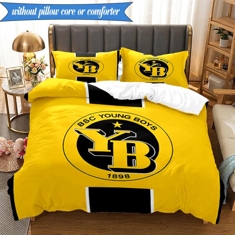 3PCS BSC Football Yellow And Black Unity Bedding Set 2D Printing (Includes 1 Duvet Cover + 2 Pillowcases Coreless), Bedroom decor,Fan gift