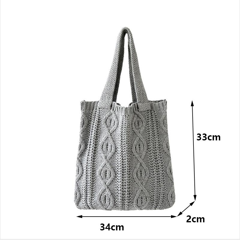 Yogodlns Women Hollow Out Knitted Tote Handbag Solid Color Top Handle Woven Beach Lightweight Elegant Portable Crochet Shoulder Bag