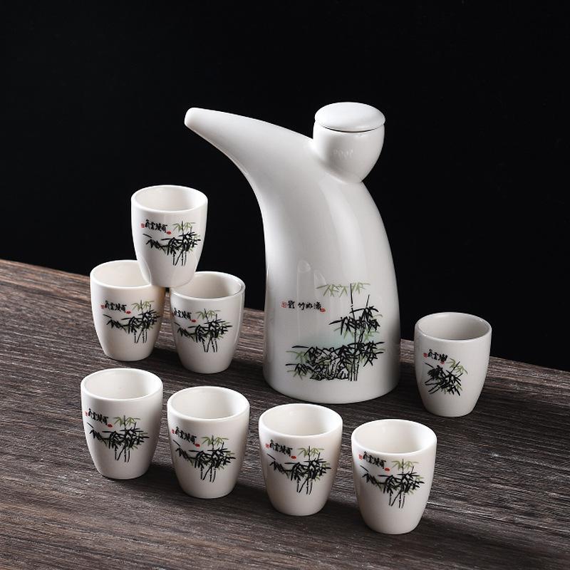 Ceramic Wine Set Half A Catty Small Wine Jug Wine Dispenser Baijiu Cup Yellow Wine Cup Chinese Sake Customization